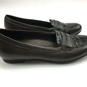 Munro Women Size 9M Brown Black Animal Print Walking Flat Loafers Slip On Shoes